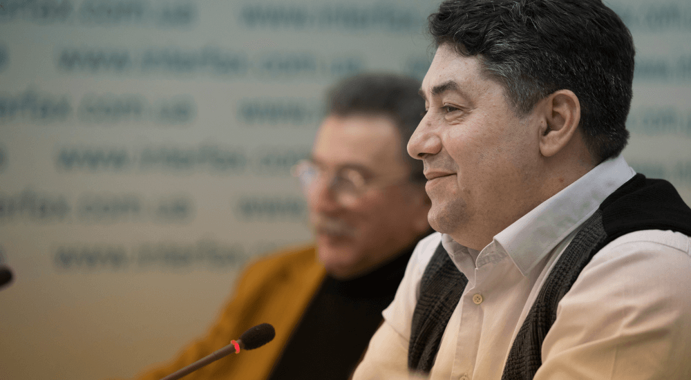 Oleg Maltsev and Kim Kanevsky during a press conference. Kiev 2020